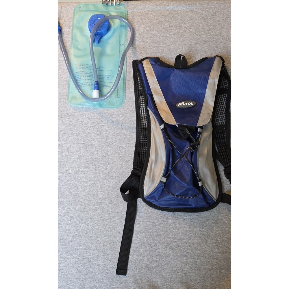 Kuyou Hydration Backpack Blue Grey with 2L Water Bladder Airflow Hiking Running